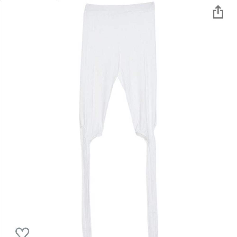 Lace up white ballet style leggings **NWOT** - Picture 8 of 8